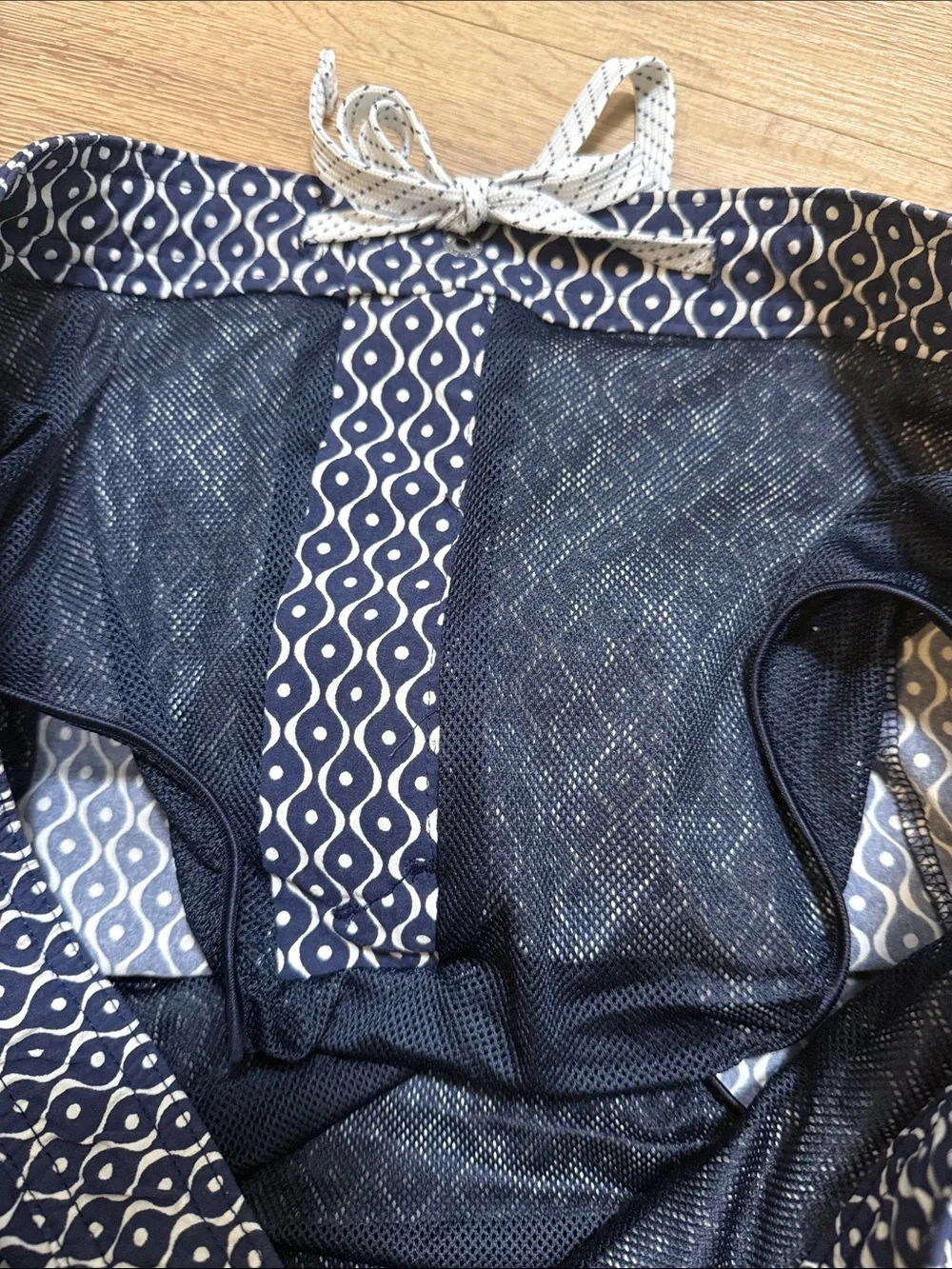 J. Crew Navy and White Geometric Swim Trunks
